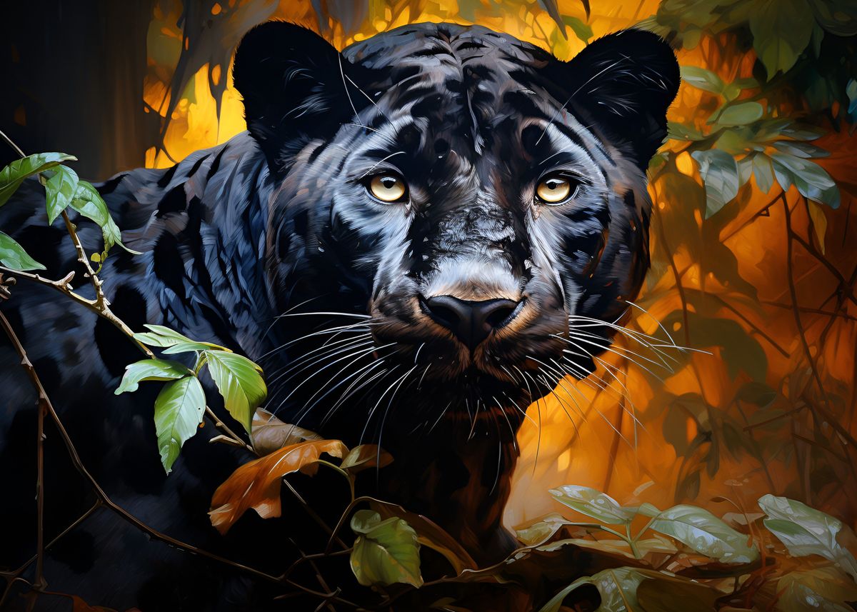 'Black Panther In Jungle' Poster by Guido Gottwald | Displate