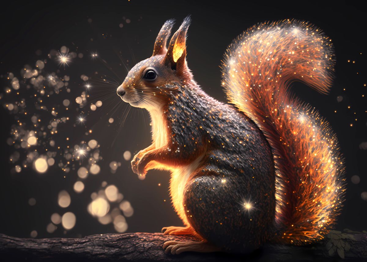 'Glowing squirrel' Poster, picture, metal print, paint by Jiri Hodecek ...