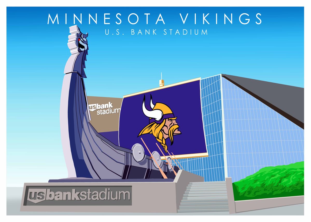 Vintage Minnesota Vikings US Bank Stadium Wall Art