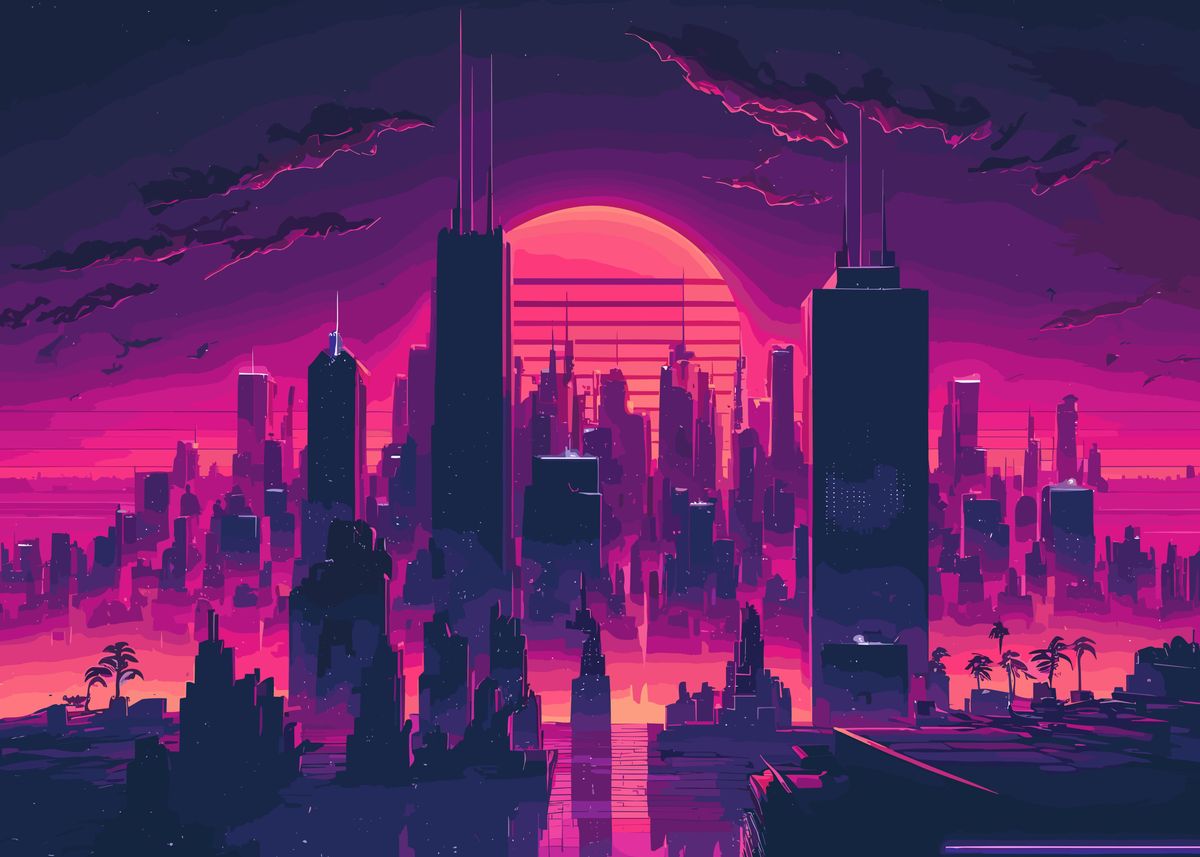 4k PC Wallpaper: Cyberpunk Sunset Cityscape