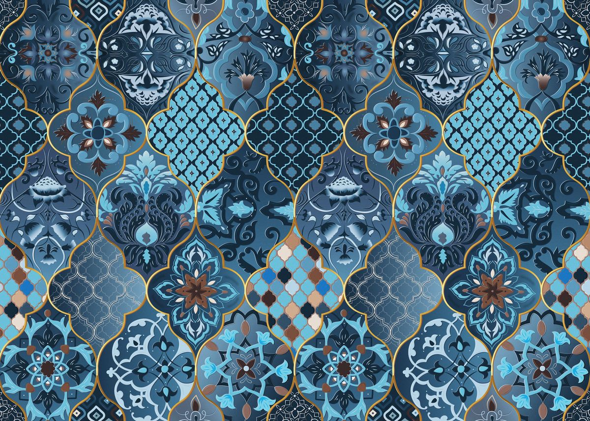 'European style blue tiles' Poster, picture, metal print, paint by ...