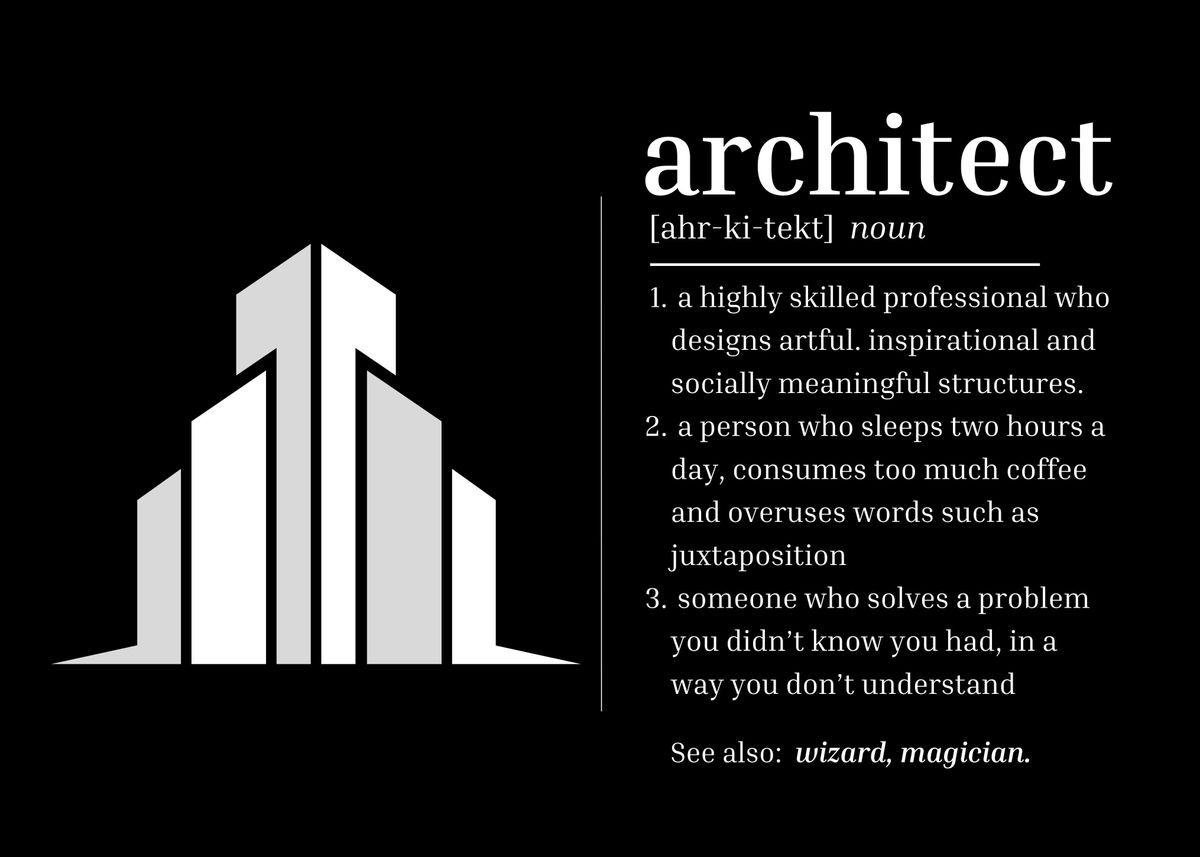 'Funny Architect Definition' Poster, picture, metal print, paint by teehowa timlset Displate