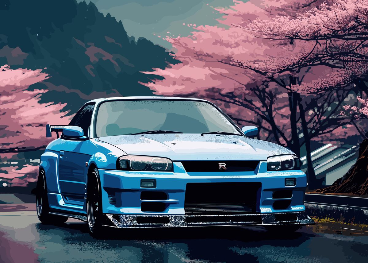 'Nissan GTR Sakura' Poster, picture, metal print, paint by Peter Parker ...