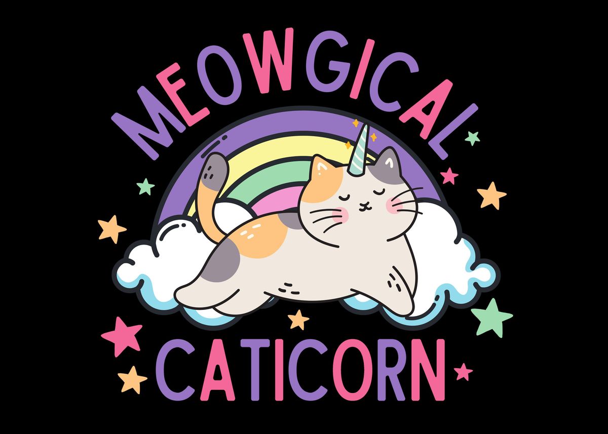 'Meowgical Caticorn' Poster, picture, metal print, paint by Ba Ab ...