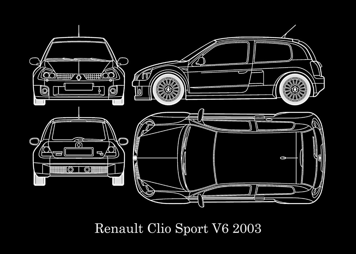 'renault clio sport v6 2003' Poster, picture, metal print, paint by The ...