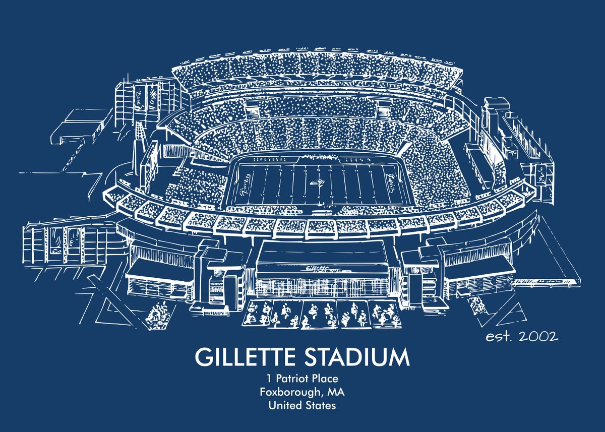 'GILLETTE STADIUM LANDSCAPE' Poster, picture, metal print, paint by ...