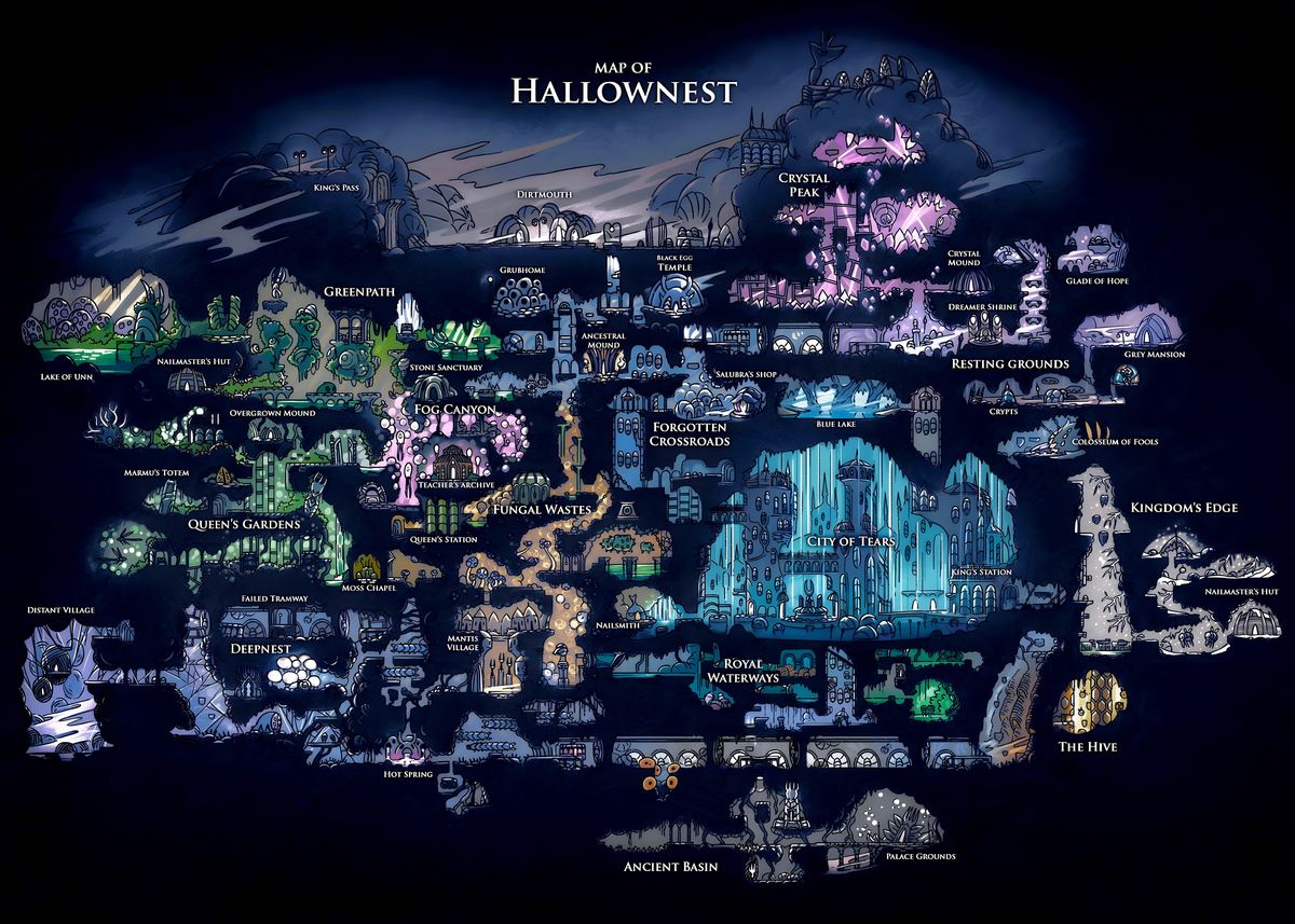 'Hollow Knight Map' Poster, picture, metal print, paint by Alice Gomes ...