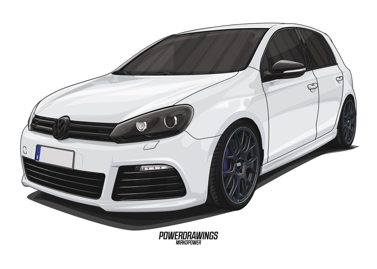 'VW Golf 6 R Static BBS' Poster, picture, metal print, paint by ...