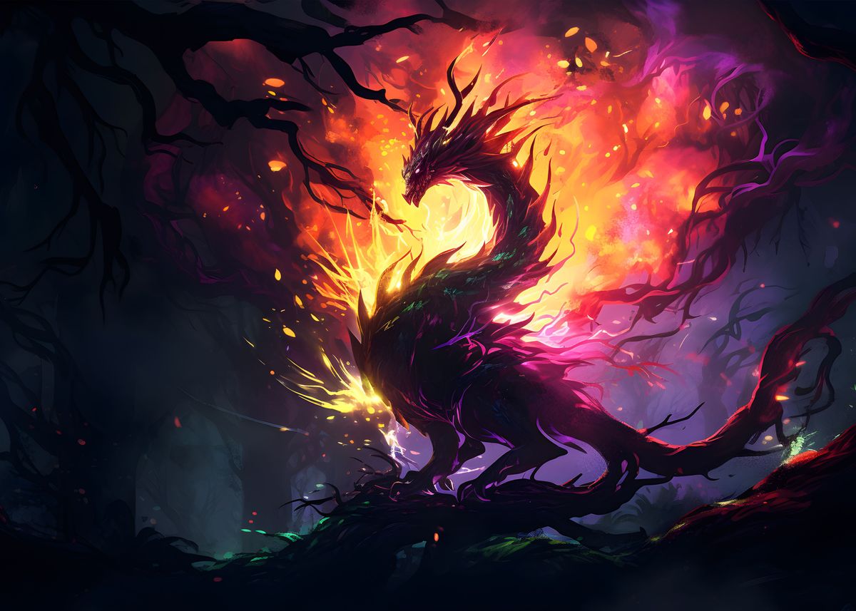 Art Poster Dragon fire