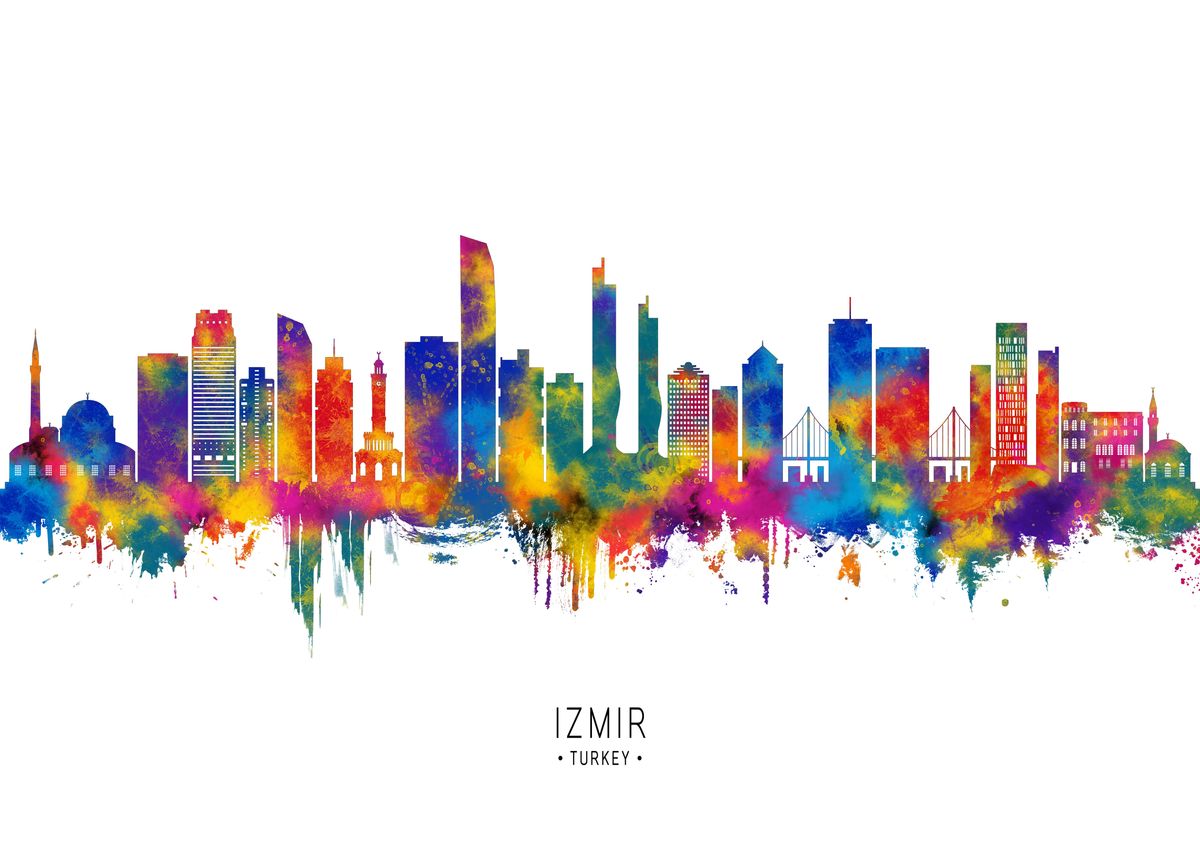 'Izmir Turkey Skyline' Poster, picture, metal print, paint by Towseef ...