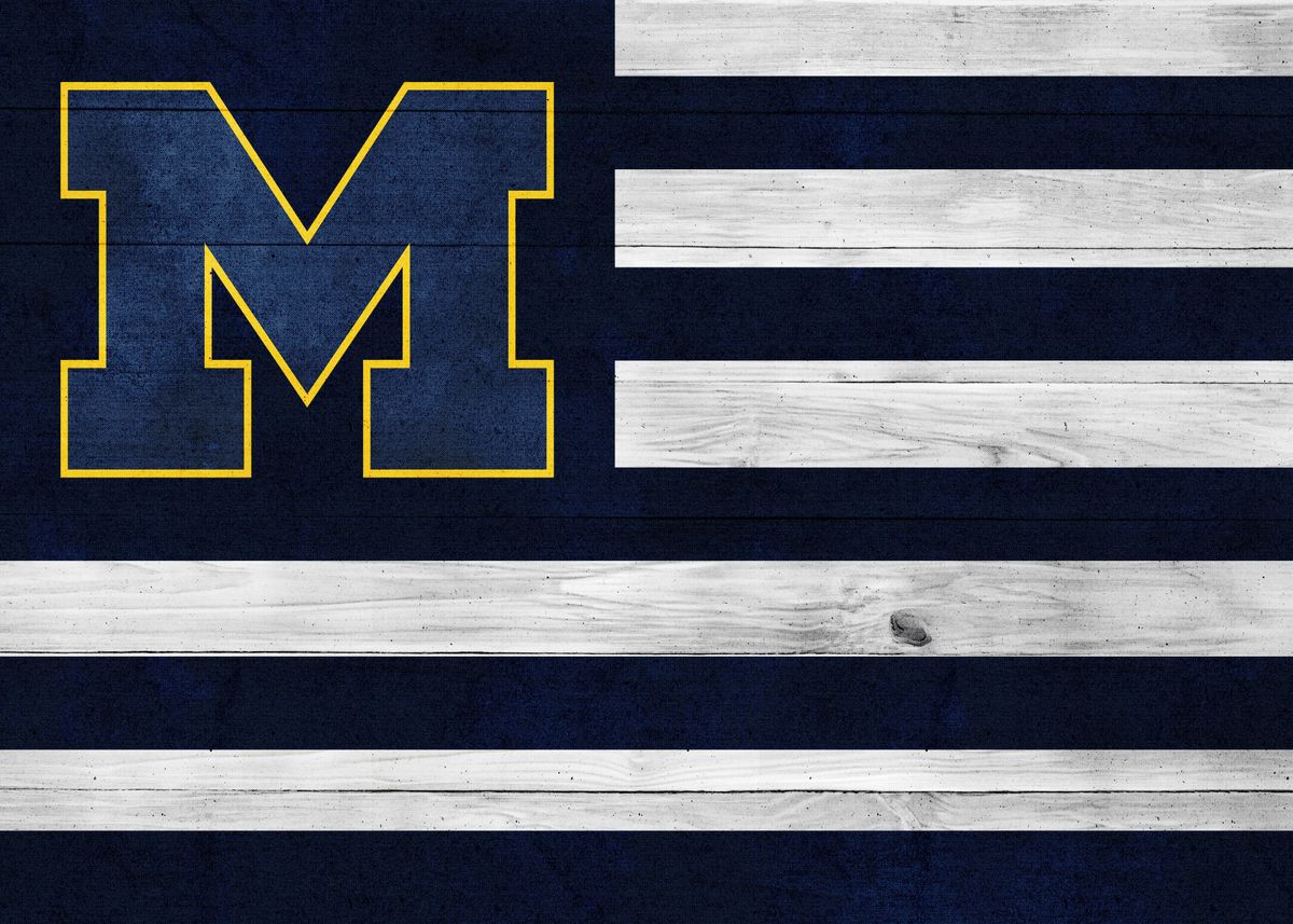 'Michigan Football Flag' Poster, picture, metal print, paint by Nguyen ...