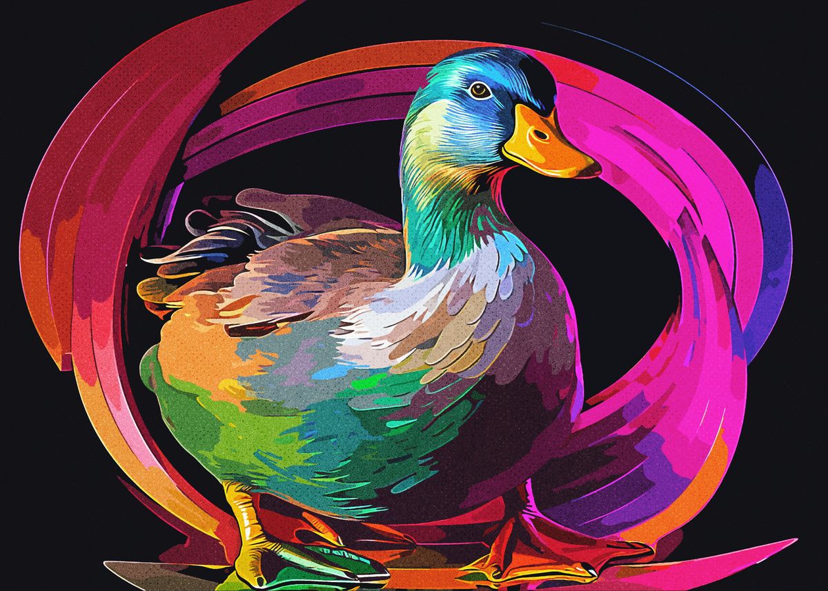 'colorful Vintage Duck' Poster, Picture, Metal Print, Paint By Fachrul 