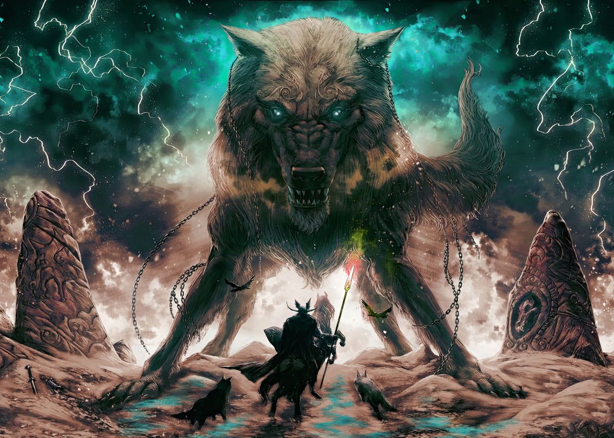 'FENRIR WOLF MYTHOLOGY art' Poster, picture, metal print, paint by gani ...