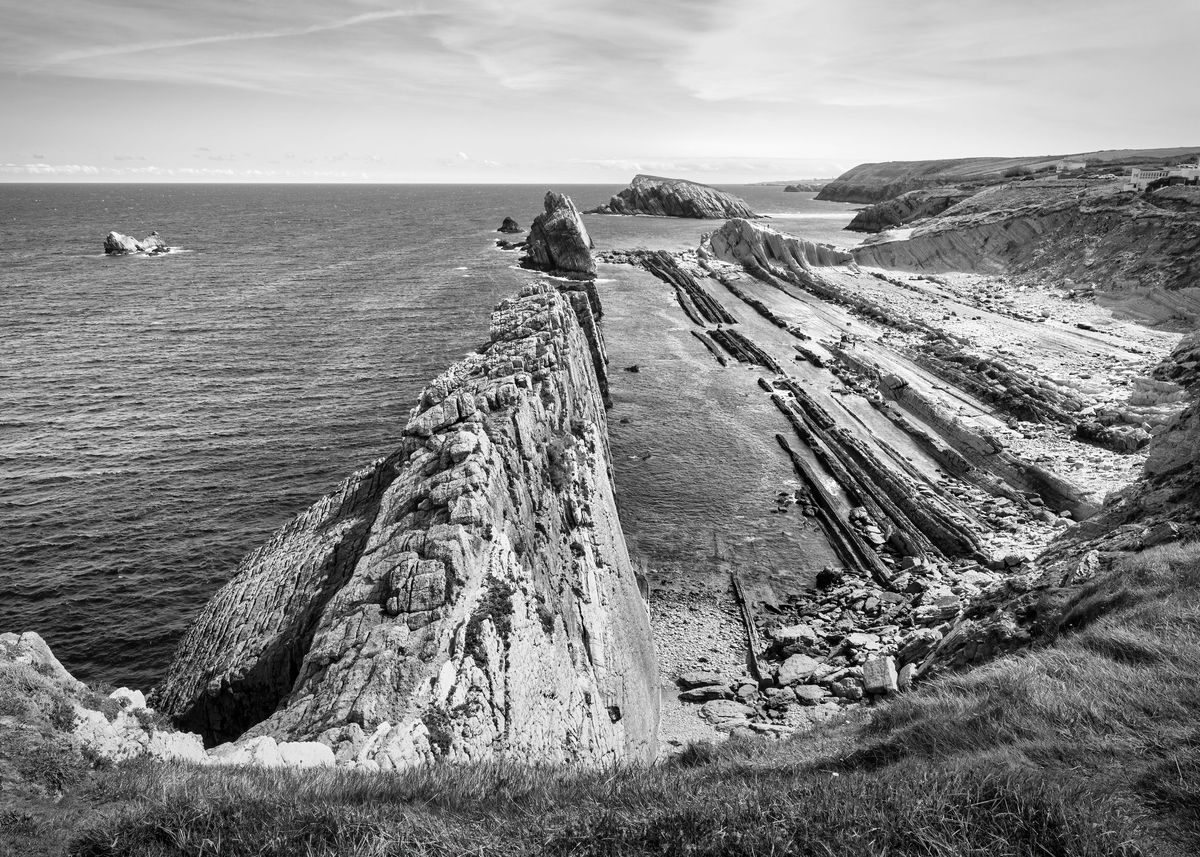 'Sea black and white cliffs' Poster, picture, metal print, paint by ...