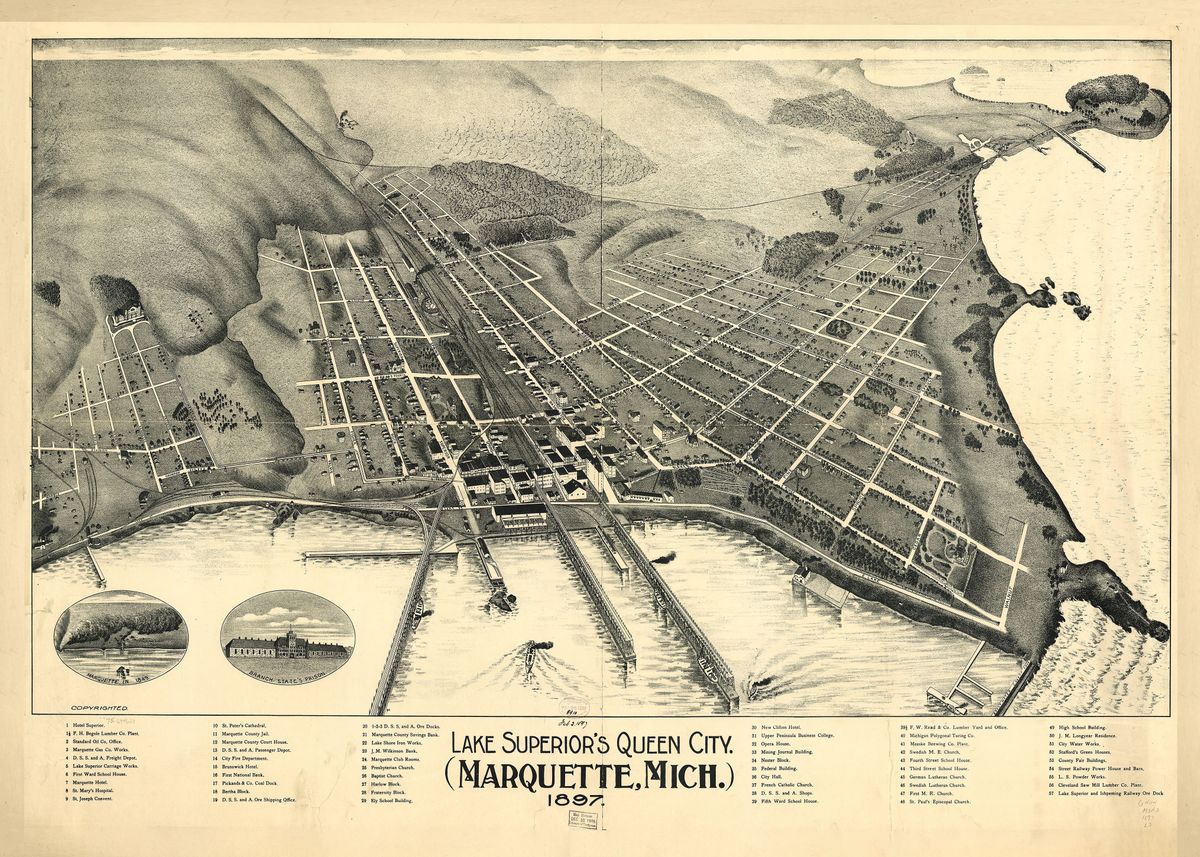 'Marquette Michigan 1897' Poster, picture, metal print, paint by Janice