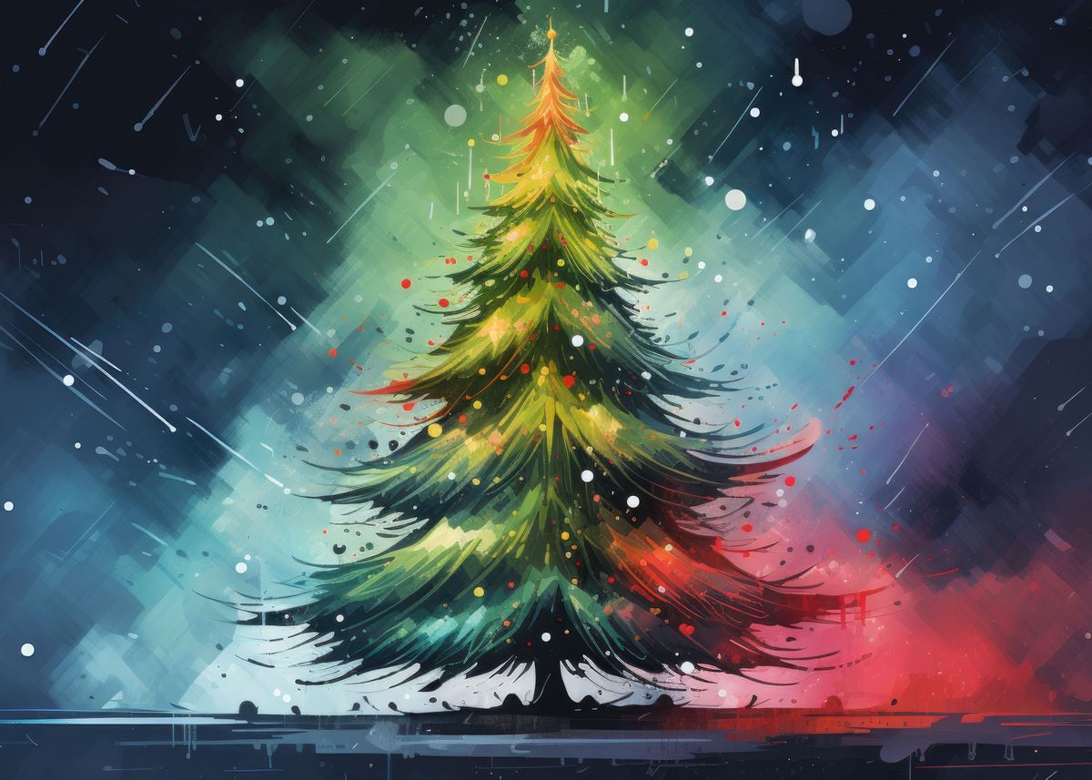 'Watercolor Christmas Tree' Poster, picture, metal print, paint by ...