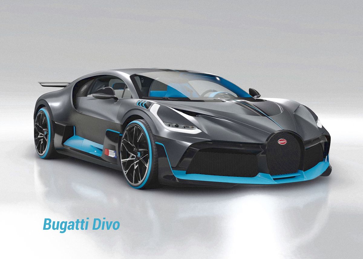 'Bugatti Divo' Poster, picture, metal print, paint by One Line Artist