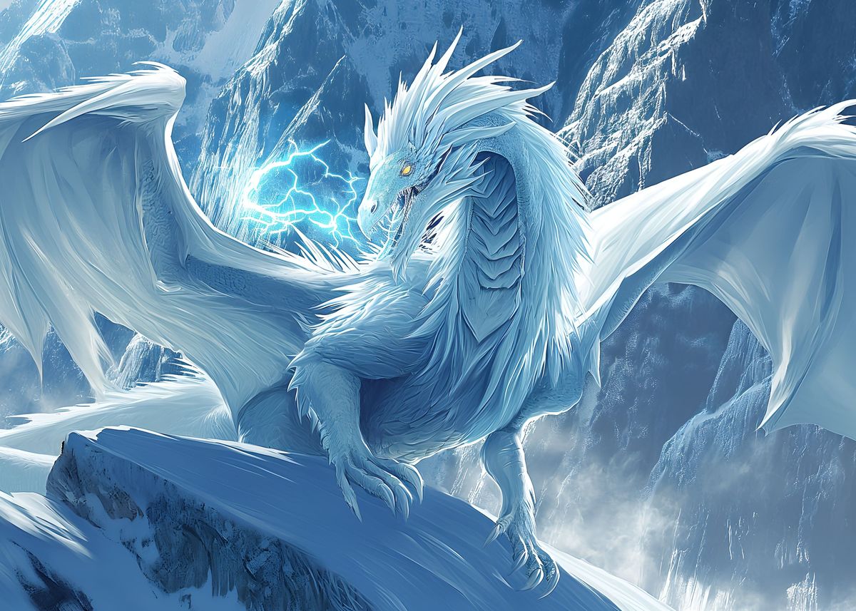 'Fantasy Ice Dragon' Poster, picture, metal print, paint by Klemen ...
