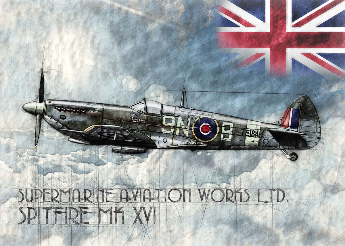 'Spitfire Mk XVI' Poster, picture, metal print, paint by Pixxelworks ...