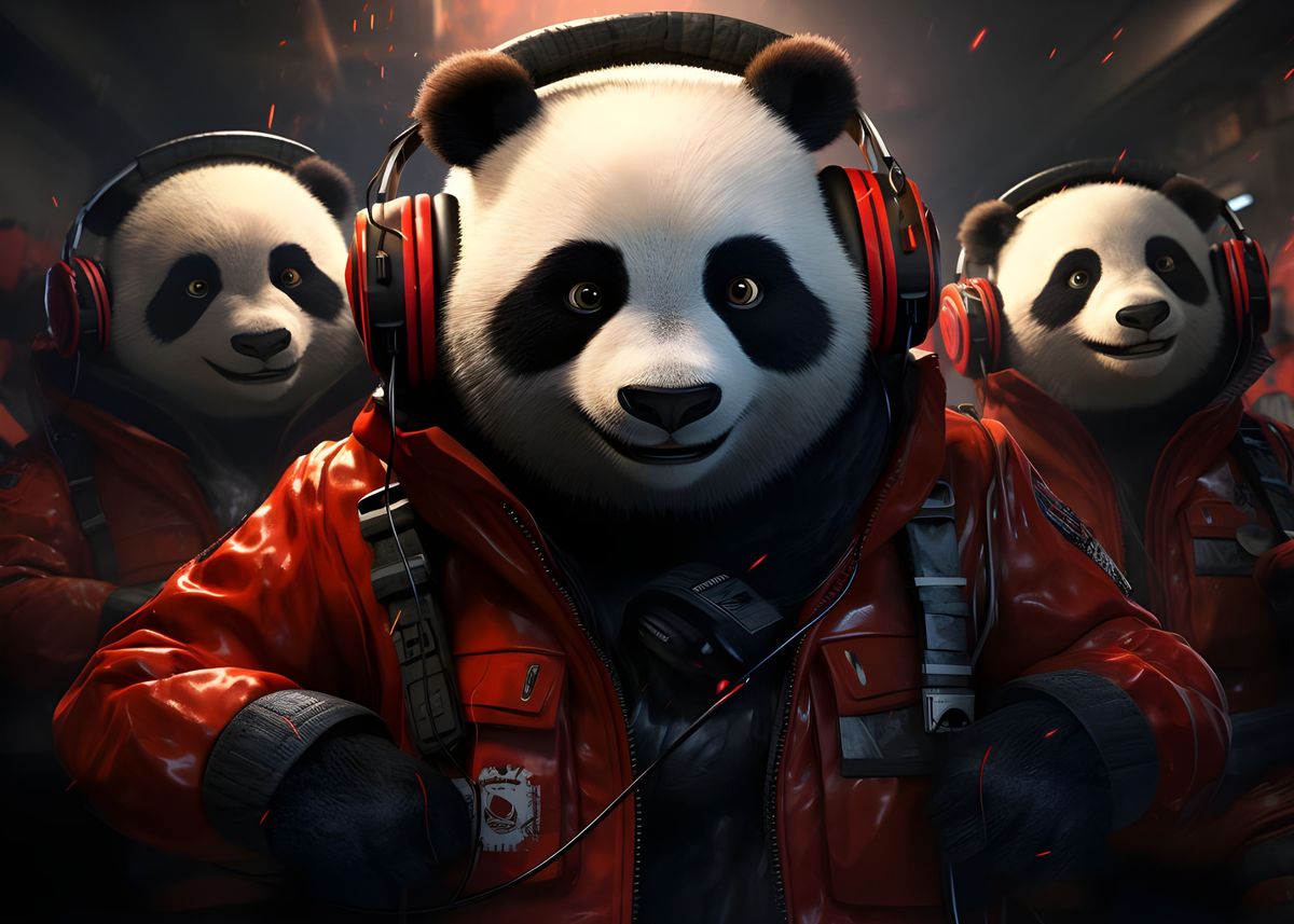 'Panda DJs rock out' Poster, picture, metal print, paint by ...