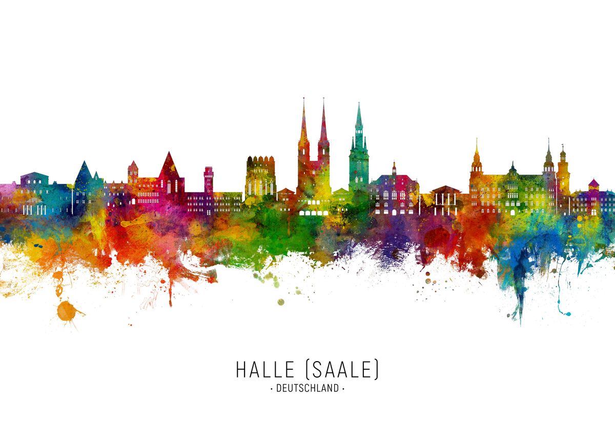 Halle Saale Skyline Poster Picture Metal Print Paint By Michael halle-saale-skyline-poster-picture-metal-print-paint-by-michael