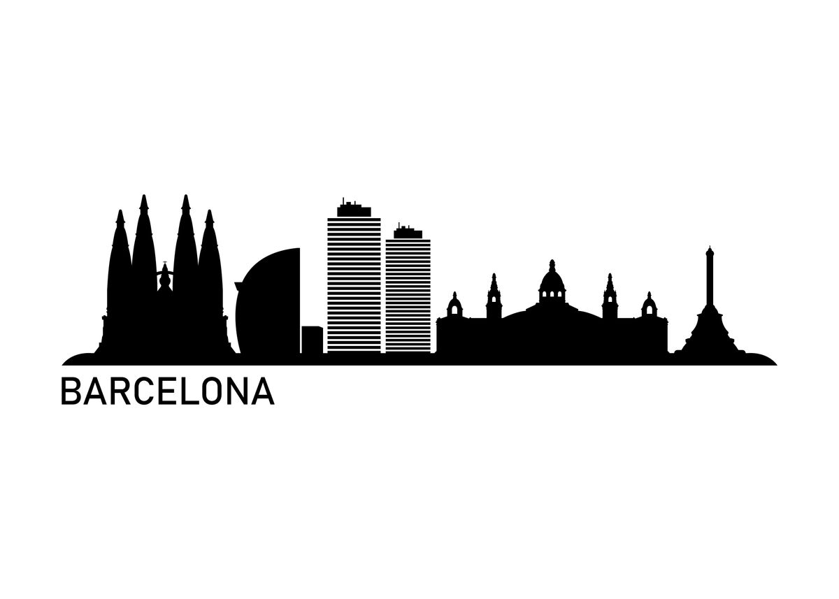 'Barcelona skyline' Poster, picture, metal print, paint by Marco ...