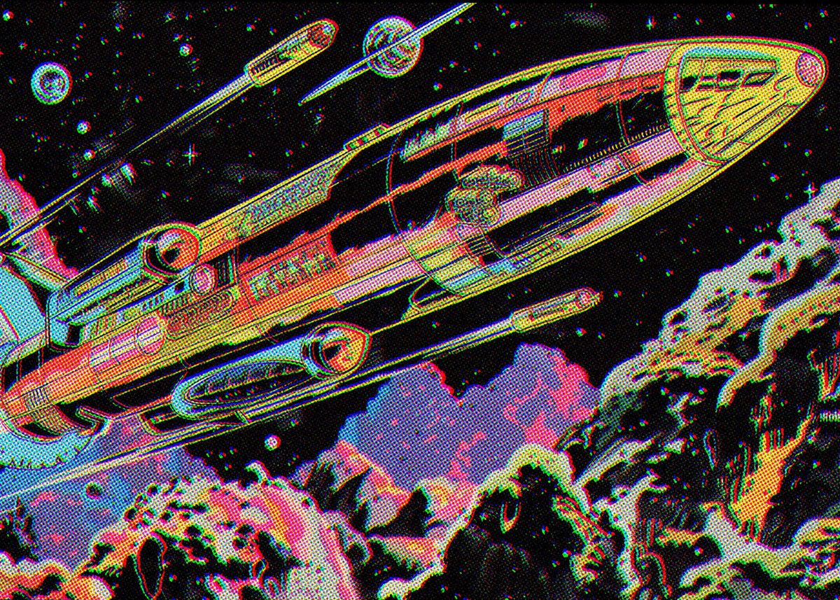 Fanth 'Colorful Spacecraft' Poster, picture, metal print, paint by Fanth ...