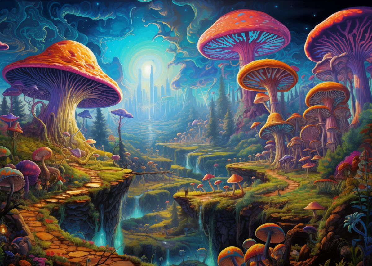 'Magic Mushroom Forest' Poster, picture, metal print, paint by ...