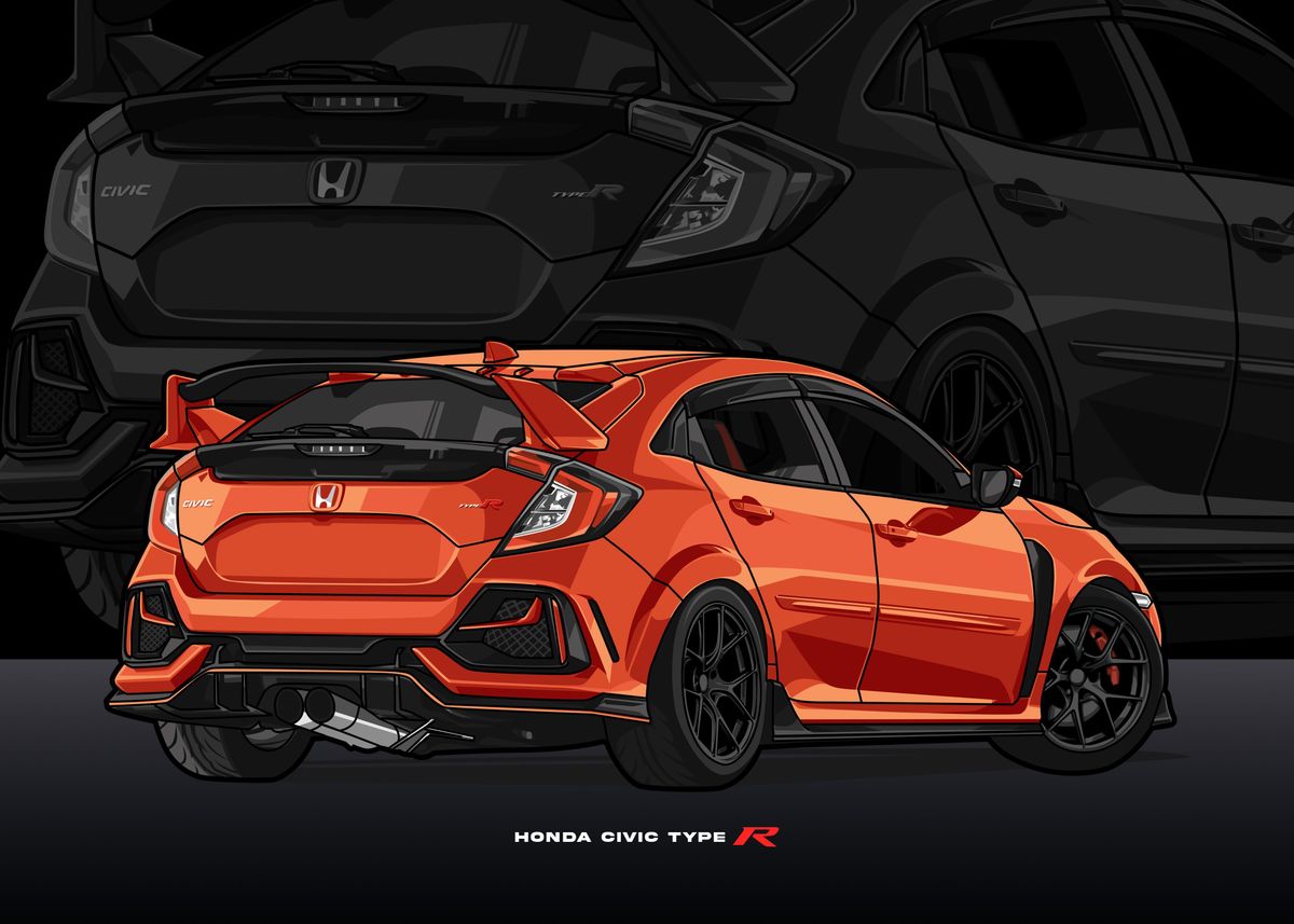 Orange Type R Build 'civic type r orange' Poster, picture, metal print, paint by capture ...