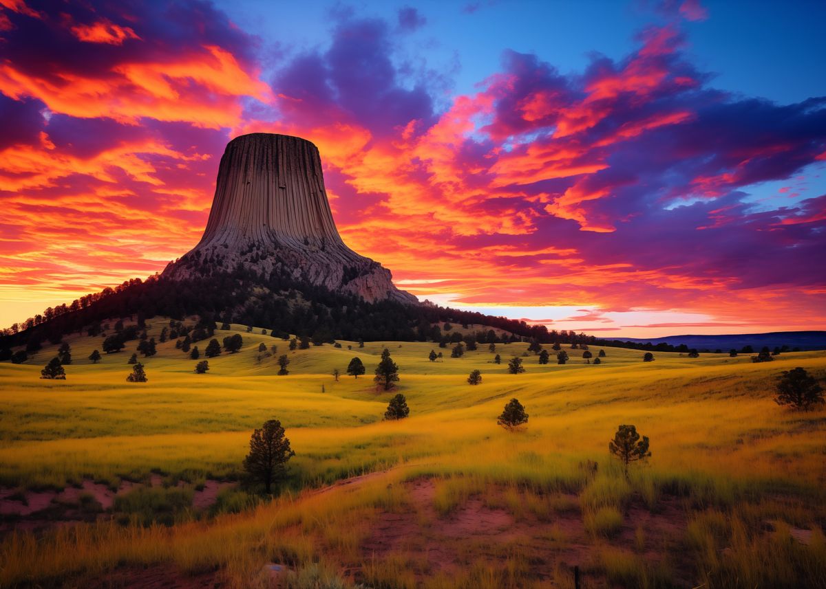 'Devils Tower at Sunset' Poster, picture, metal print, paint by Boot ...