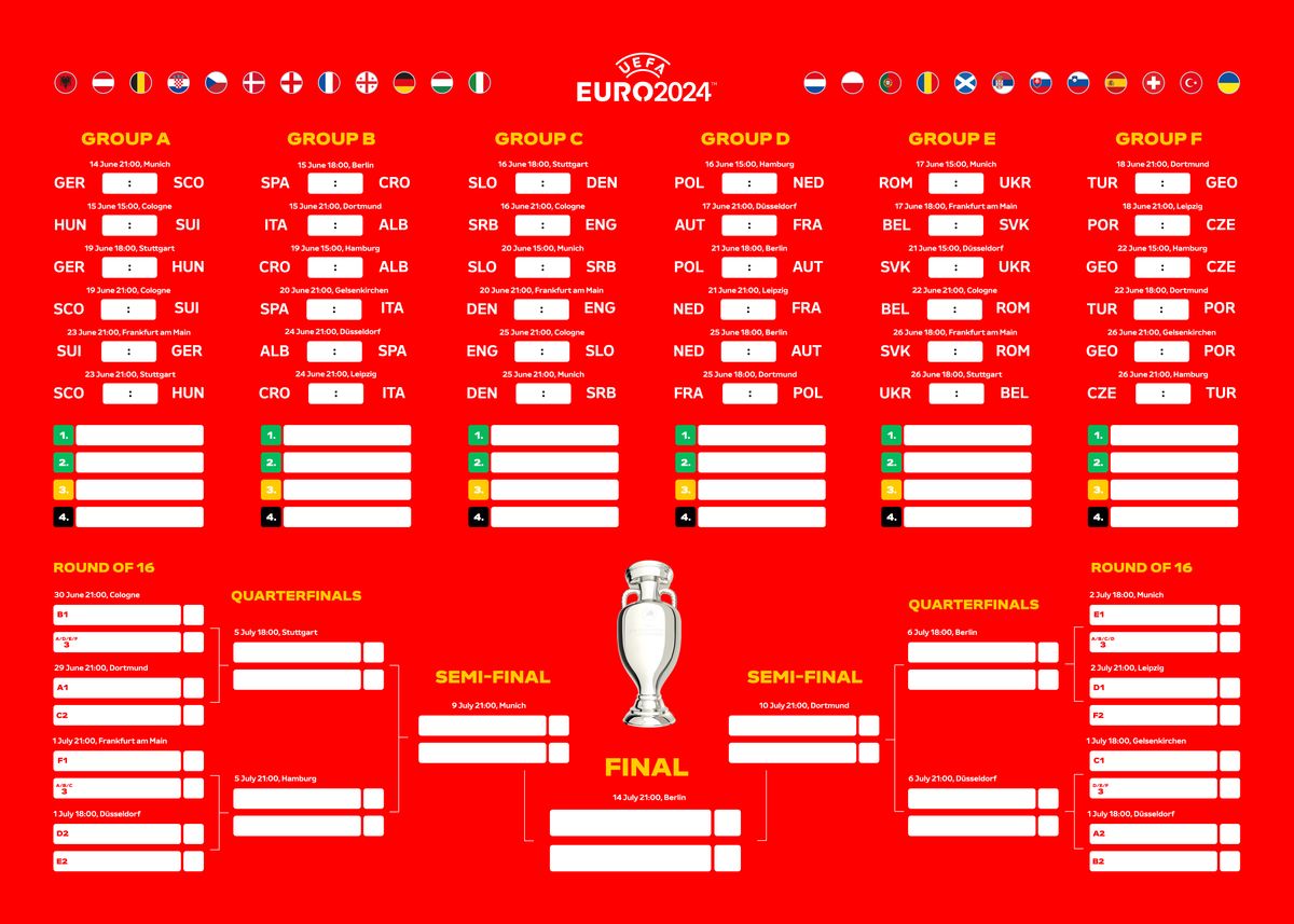 'Match schedule red' Poster, picture, metal print, paint by UEFA ...