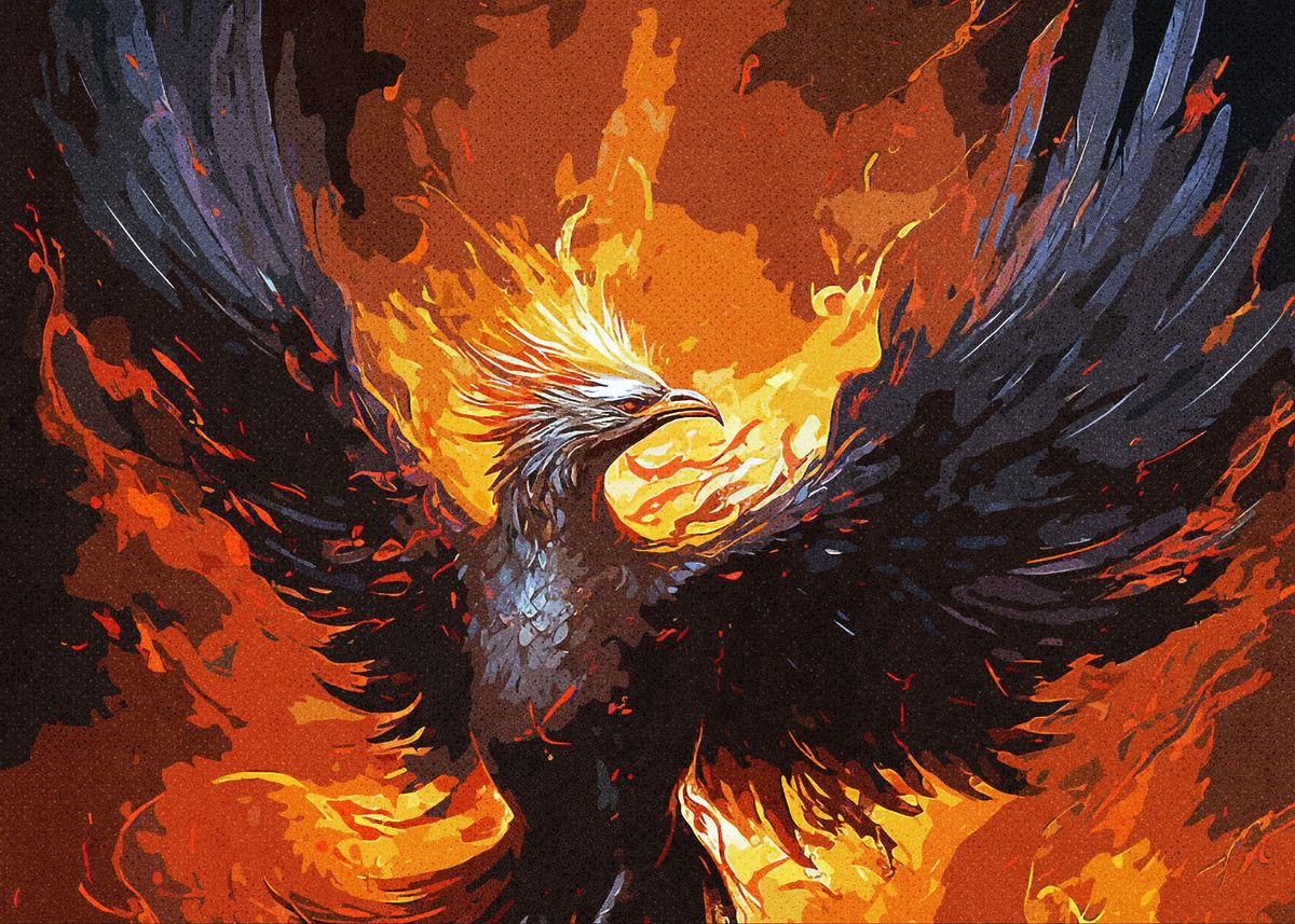 Fanth 'Phoenix Painting' Poster, picture, metal print, paint by Fanth | Displate