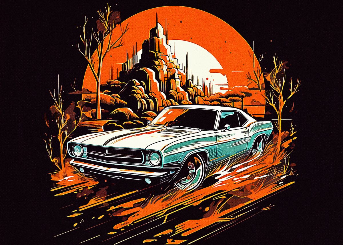 Fanth 'Minimalist Car' Poster, picture, metal print, paint by Fanth | Displate