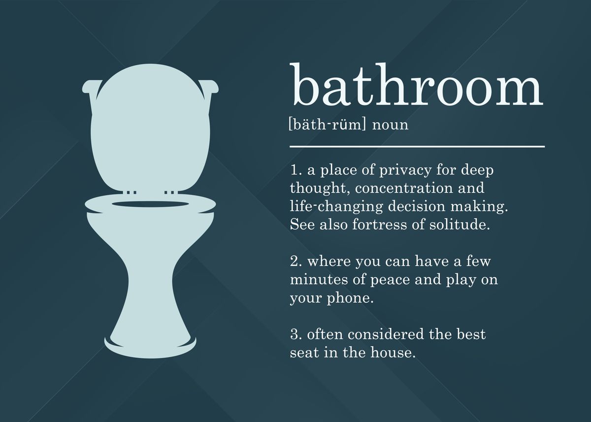 'Funny Bathroom Definition' Poster, picture, metal print, paint by ...