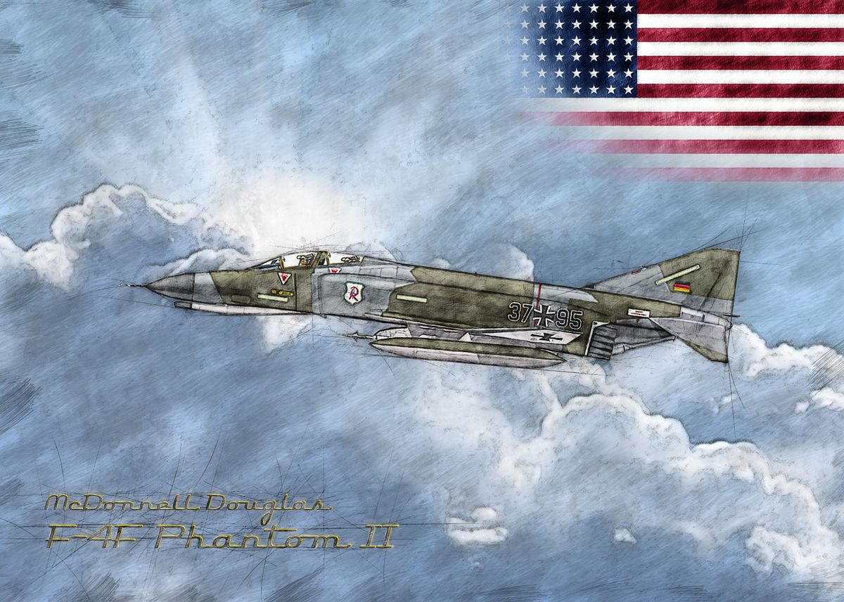 'F 4F Phantom II' Poster, picture, metal print, paint by Pixxelworks ...