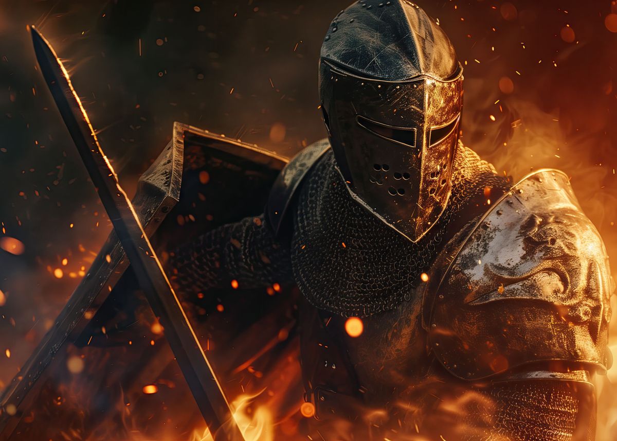 'Medieval Knight' Poster, picture, metal print, paint by GLITCHED ART ...