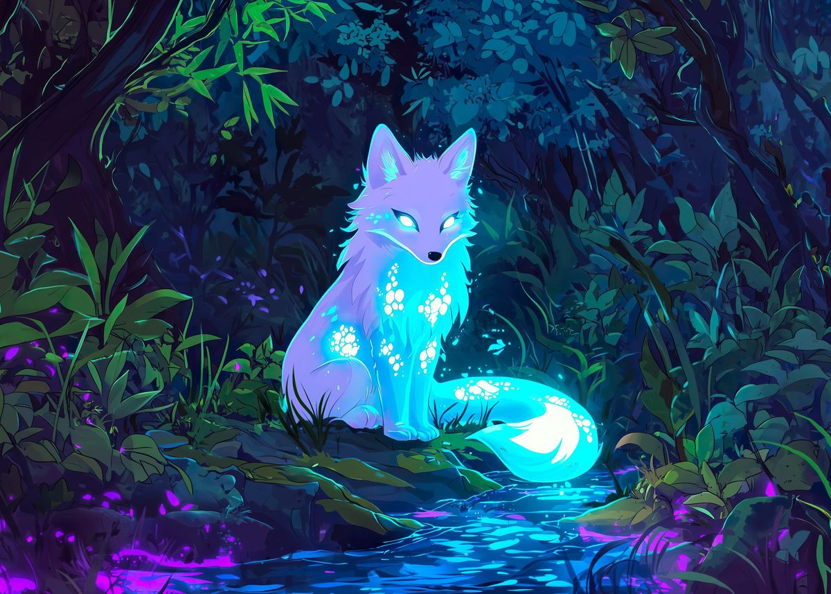 'Glowing Kitsune' Poster, picture, metal print, paint by Quasarai ...