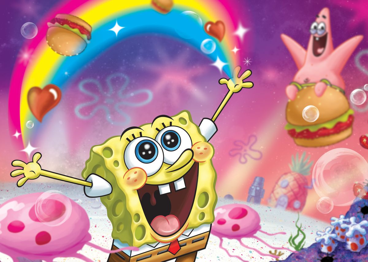 'Rainbow Burgers' Poster, picture, metal print, paint by SpongeBob ...