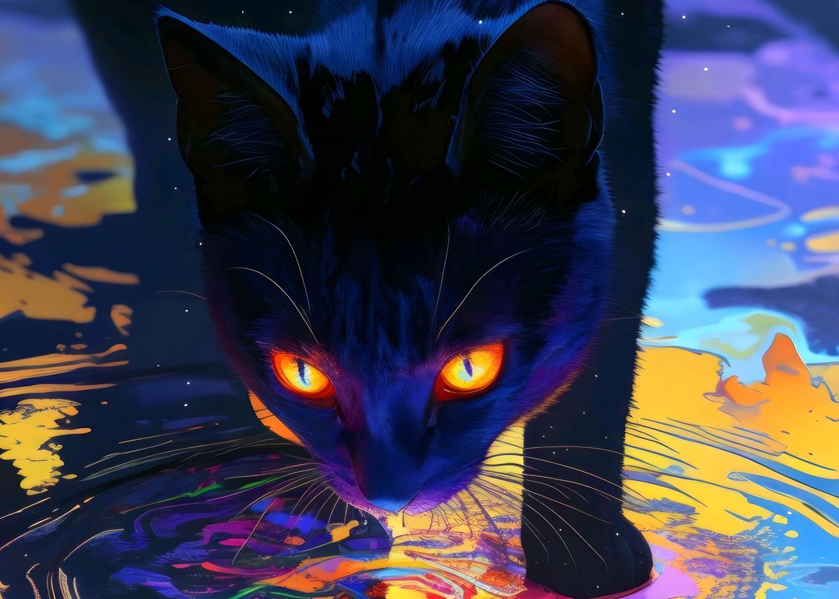 #39 black cat #39 Poster picture metal print paint by Daim Wong Displate