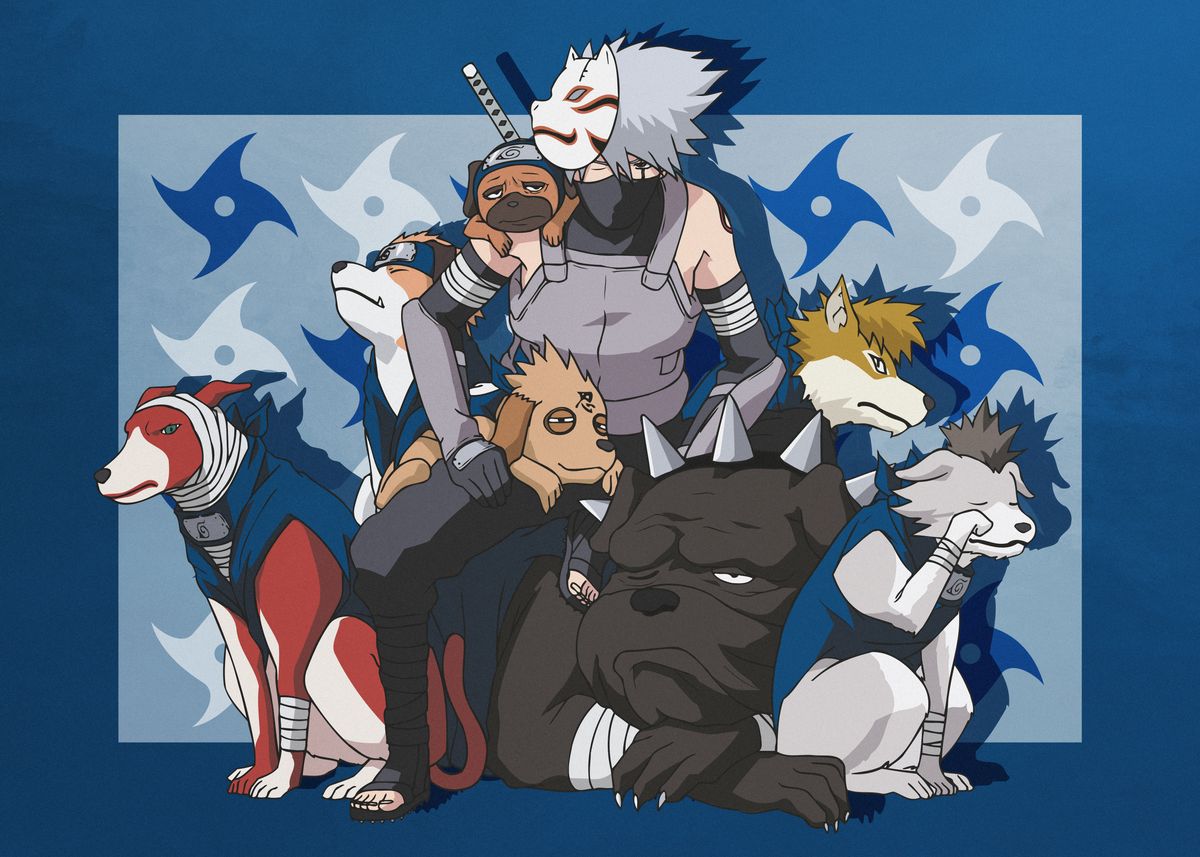 'Kakashi & his dogs' Poster, picture, metal print, paint by Naruto ...