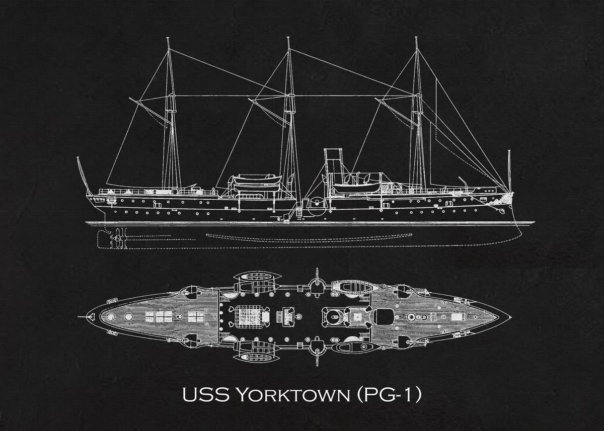 Uss Pg Layout 'USS Yorktown PG1' Poster, picture, metal print, paint by Blueprint ...
