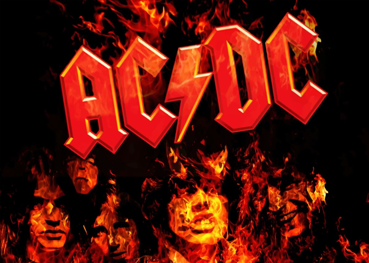 'AC/DC Band Logo in Flames' Poster, picture, metal print, paint by lisa ...