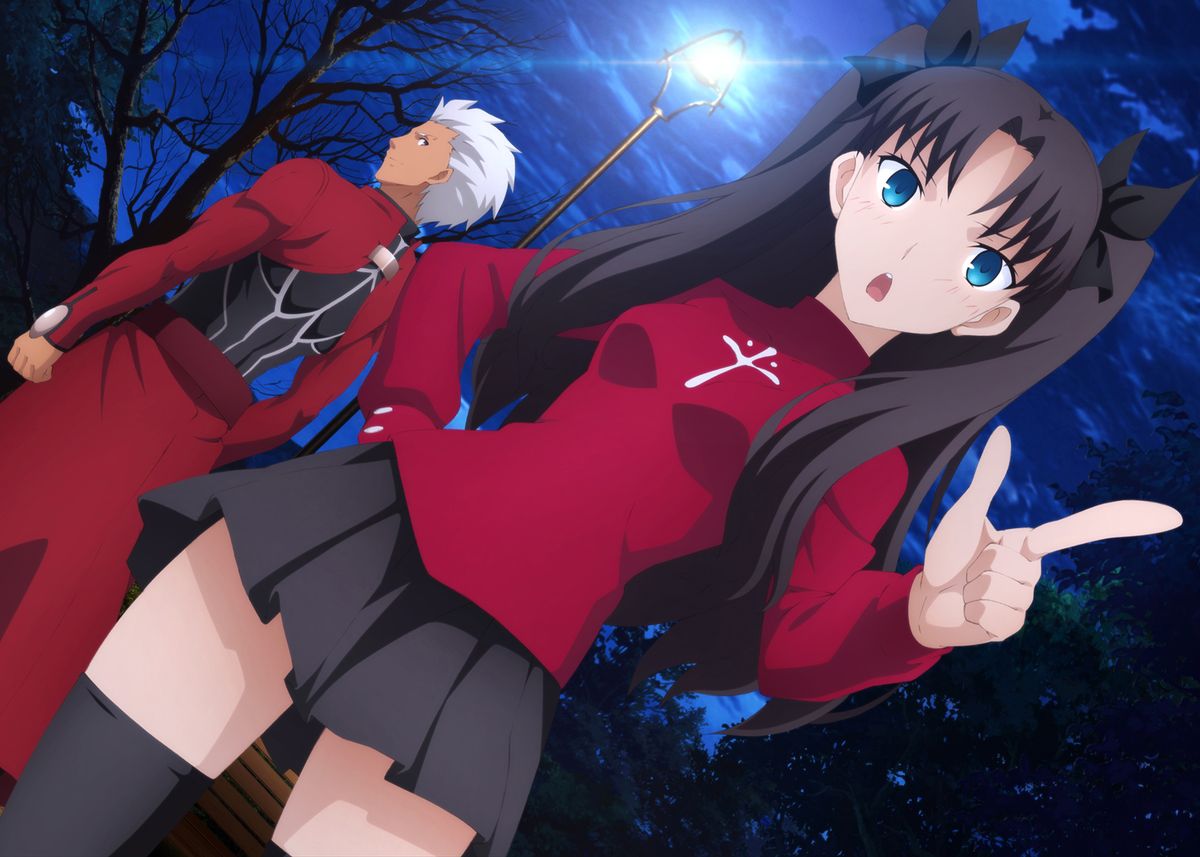 'Rin Tohsaka and Archer' Poster, picture, metal print, paint by