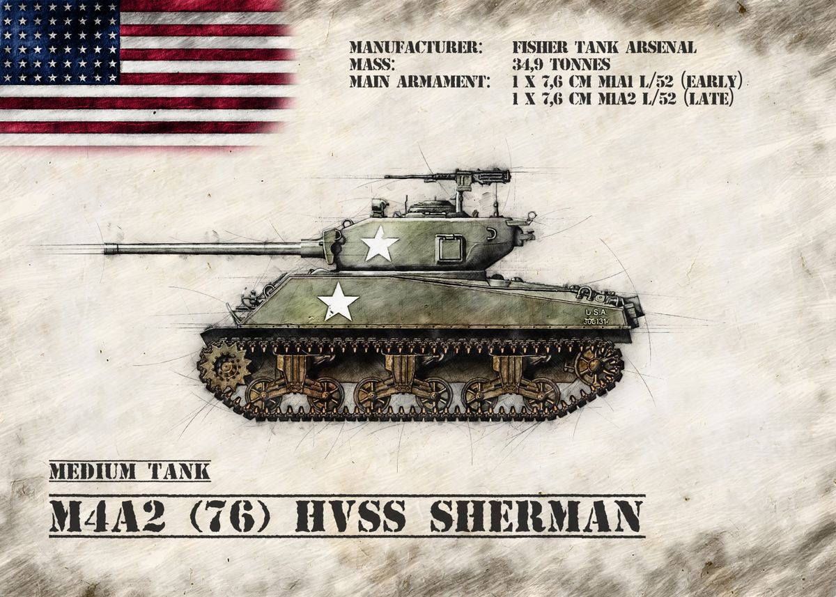m4a2-sherman-poster-picture-metal-print-paint-by-pixxelworks