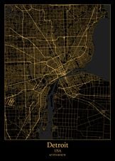 Map of Black and gold detailed world map with cities, Eleni ǀ Maps