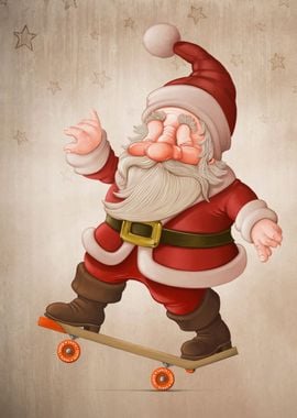 Santa Claus on Skateboard