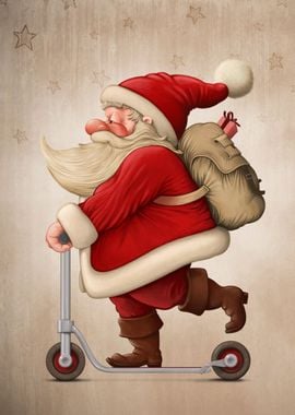 Santa Claus on Scooter