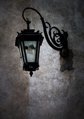 An old broken street lamp