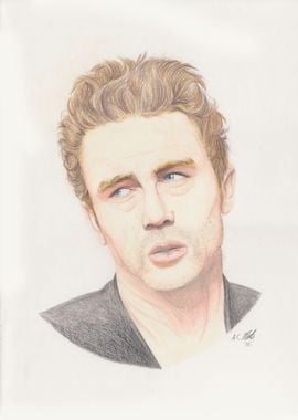 Drawing of the movie legend, actor James Dean drawn usi ... 