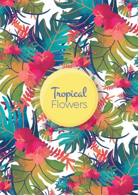 Colorful Tropical Flowers Poster